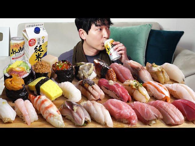 Delicious Sushi!! Happy Evening MUKBANG REALSOUND ASMR EATINGSHOW