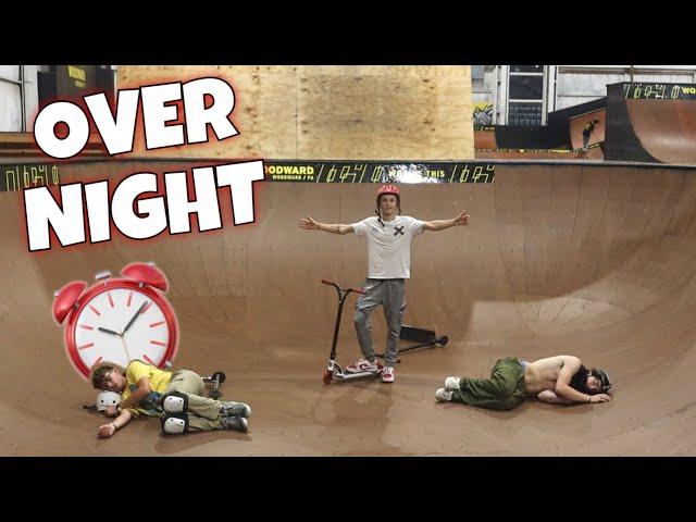 CRAZY OVERNIGHT CHALLENGE AT WOODWARD SKATEPARK!