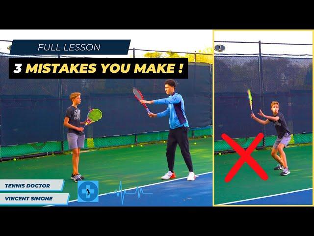 3 Forehand Beginner MISTAKES: Full Lesson On Court With Tennis Doctor