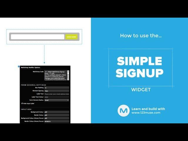 Mailchimp widget for Adobe Muse, from http://www.123muse.com