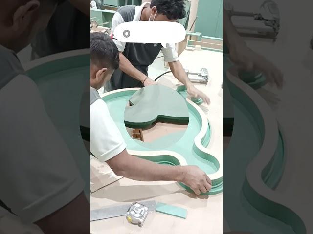 Round mirror making process Wall mirror keese banaye #furniture #wood #furnituremaking