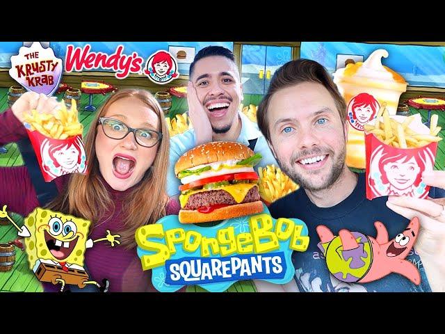 Tasting VIRAL Celebrity Foods! SPONGEBOB KRABBY PATTY MEAL at WENDY’S!