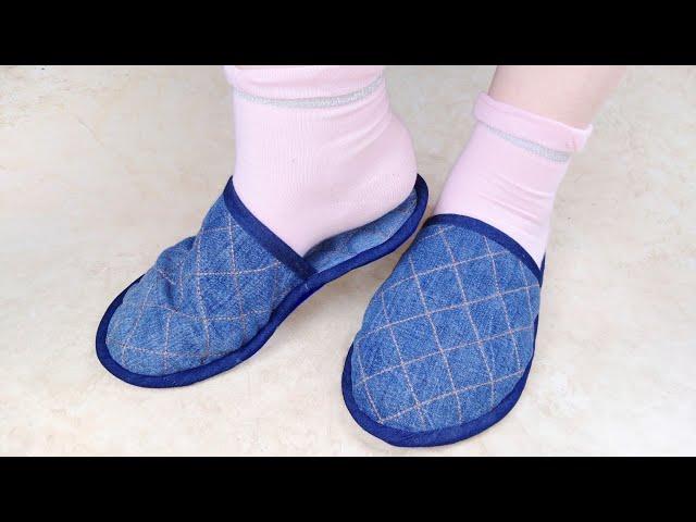 JEANS SLIPPERS! HOW TO SEW THE Slippers EASY AND SIMPLE!