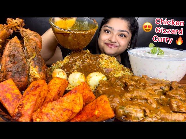 SPICY CHICKEN GIZZARD CURRY WITH HYDERABADI CHICKEN BIRYANI,TANDOORI WHOLE CHICKEN AND PANEER|EATING