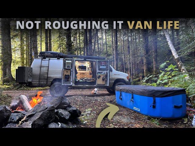 Backwoods Van Life With a Hot Tub. The Pinnacle Of Van Life Luxuries