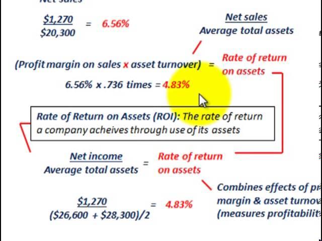 Asset Turnover Ratio, Profit Margin On Sales Ratio, Rate Of Return On Assets (ROI)