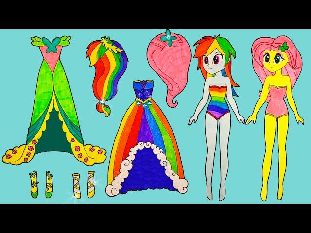 Paper Dolls Dress up MLP Costumes & shoes handmade Quiet Book Making colorful dresses and hairstyles