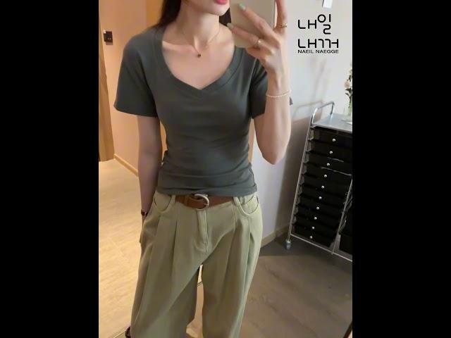 내일내꺼   V넥 슬림 반팔 티 TX 250160