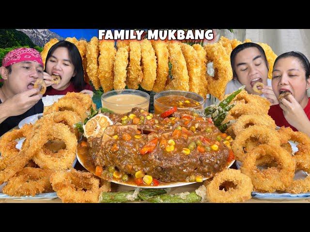 Spicy Buffalo Short Ribs and Squid Calamari with Fired Okra Mukbang | FAMILY MUKBANG