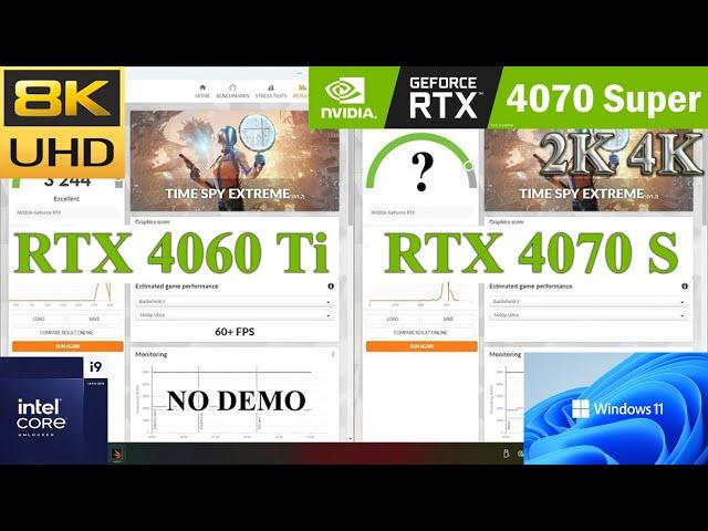 3DMark Time Spy Extreme:RTX 4060 Ti vs 4070 SUPER PC FPS Performance Comparison Benchmark Test Score