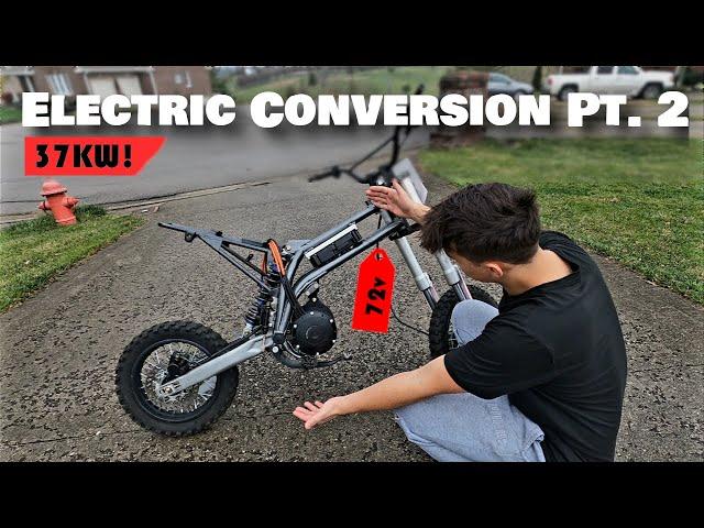 --Part 2-- 38KW! POWERFULL ELECTRIC Conversion!! Dirt bike/Pit Bike/Mini Moto Conversion DIY Project