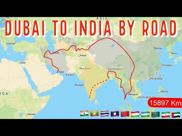 Dubai to India by road  Overland route map