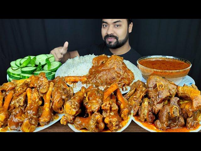 SPICY MUTTON CURRY, MUTTON GRAVY, HUGE MUTTON PAYA CURRY, CHILI, RICE MUKBANG EATING SHOW| BIG BITES