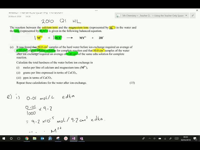 Water Hardness (EDTA) Titration Calculations Example