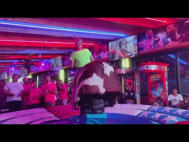 WOW Benidorm Bull Ride Best Mechanical Bull Girl Ride 2024 Spain 4K Mega