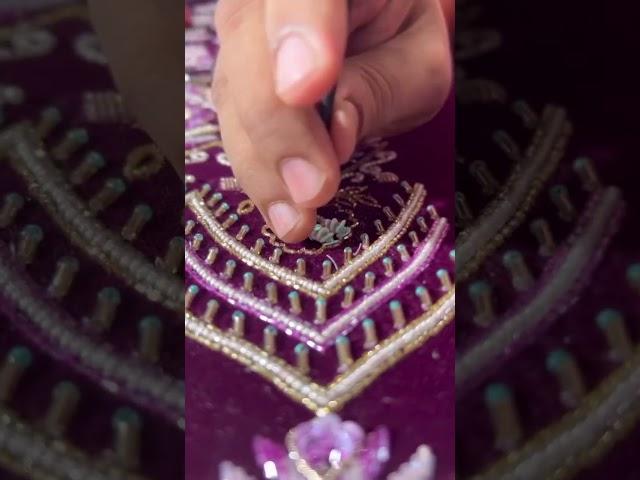 Made by hand, loved by heart🫶 #rajgharana #handwork #handworklehenga #handworkdetails