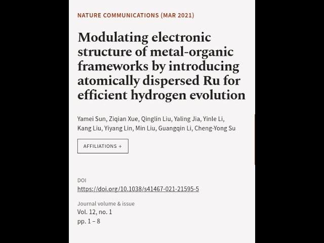 Modulating electronic structure of metal-organic frameworks by introducing atomically... | RTCL.TV