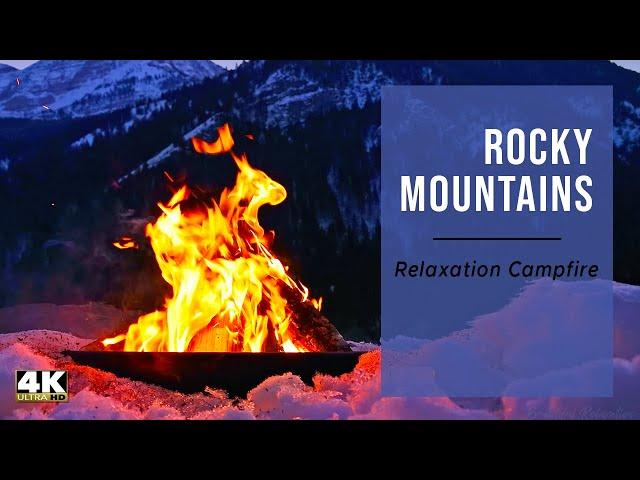  ROCKY MOUNTAINS CAMPFIRE 12 hours, Virtual Fireplace & Nature Fire Sounds for Meditation, Sleep