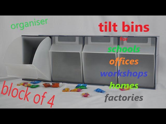 Tilt bins block of 4 small items organiser sorterwall mountable