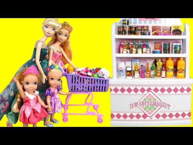 Mall SHOPPING ! Elsa and Anna toddlers at the Food Court - Beauty supplies - furniture- grocery