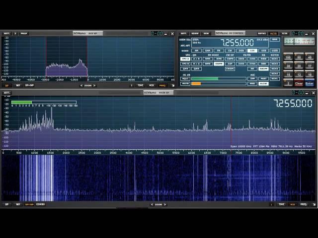 SDRplay running SDRuno with a 10 MHz span of spectrum - W1AEX