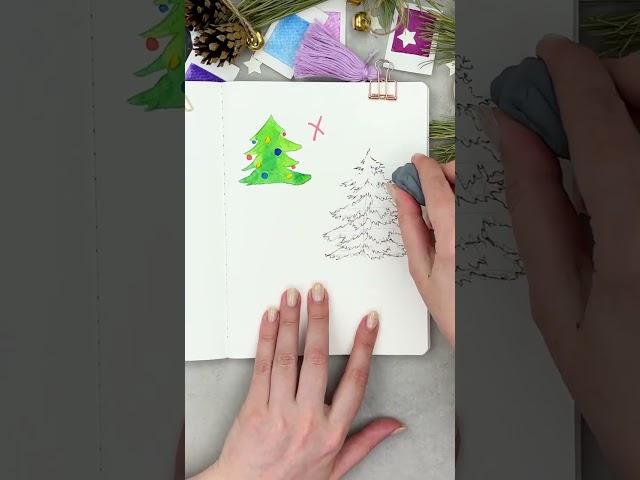 Как правильно нарисовать новогоднюю елочку? #shorts #shortsvideo
