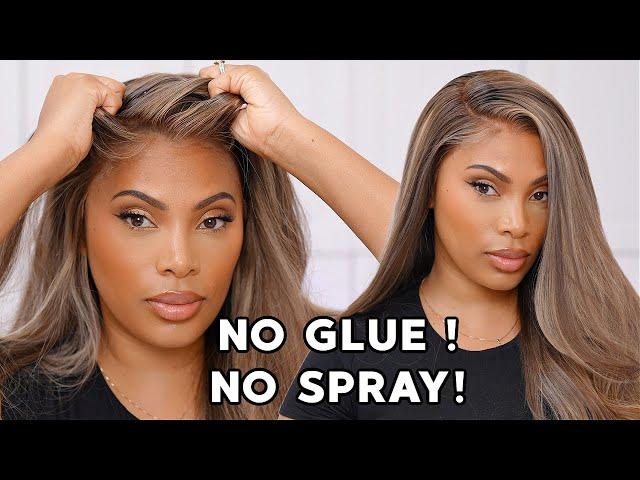 COMPLETELY GLUELESS | NO GLUE| NO SPRAY | 100% GLUELESS WIG INSTALL!!!