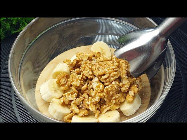 Whip up the banana and walnuts! You will be surprised! Only 2 ingredients! No Sugar! No Flour!