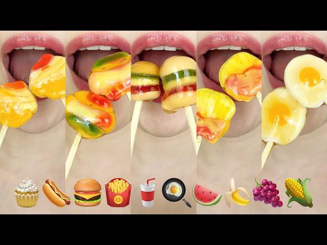 asmr JELLY TANGHULU  EMOJI FOOD MUKBANG 젤리 탕후루 먹방 eating sounds