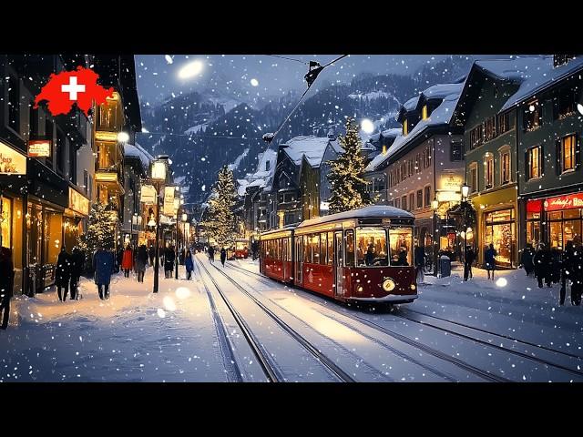 Winter Wonderland in Switzerland 4K  Heavy Snowfall, Most Beautiful Places In Switzerland