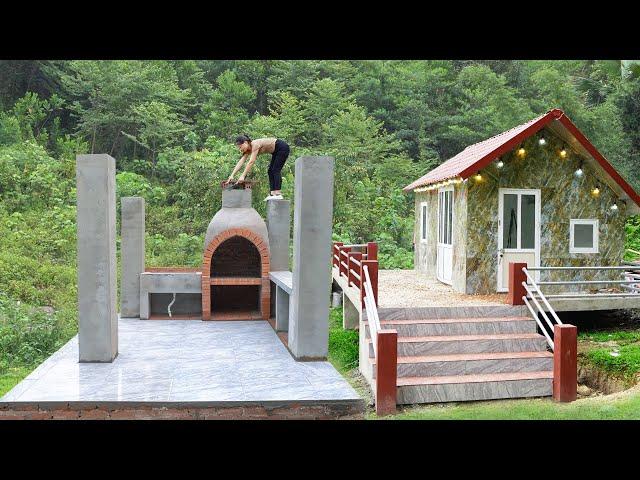 Building The Large-Sized Wood Stove With Chimney, Kitchen Floor Tiles - Alone Build Dream House