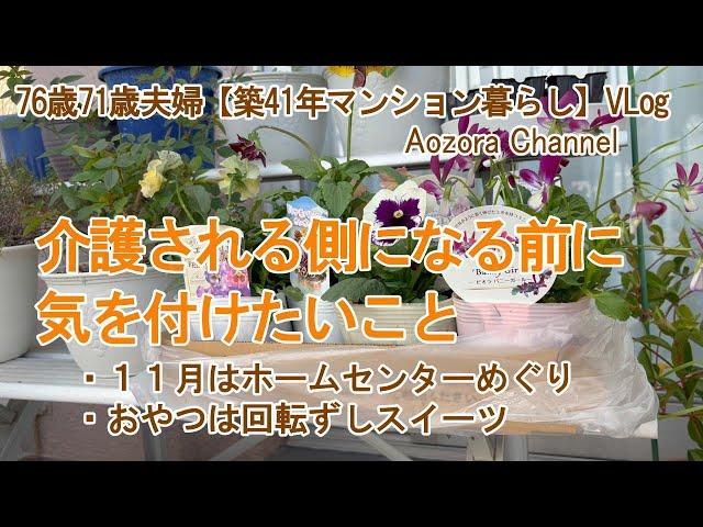 【年金生活】76歳71歳夫婦の記録Vlog 介護される側になる前に気を付けたいこと / １１月はホームセンターめぐり / おやつは回転寿司スイーツ / Japanese senior Vlog.