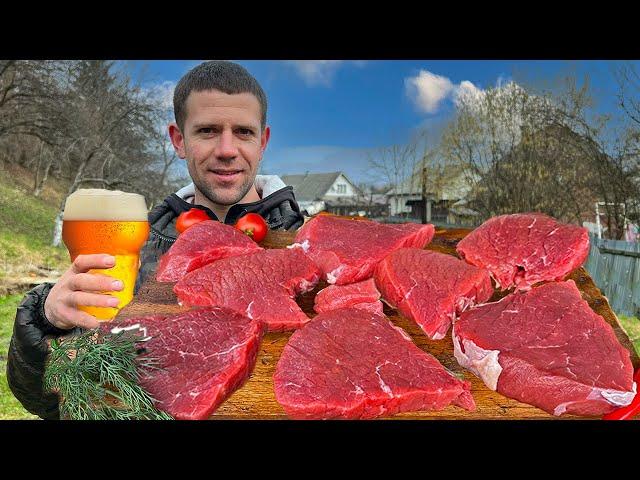 Life in Ukraine! Cooking tender beef in beer on the bucket!