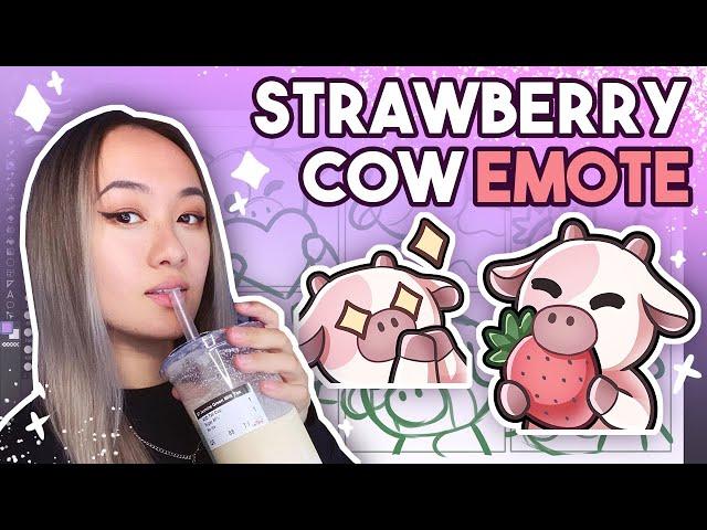 Twitch Emote Tutorial Speedpainting - Strawberry Cow Emotes!