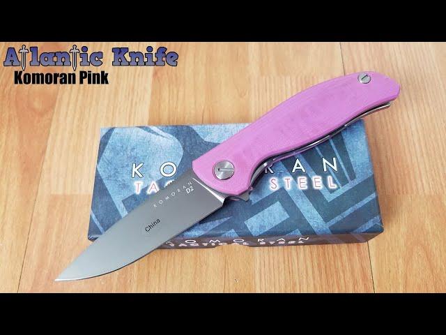 KOMORAN LINERLOCK PINK G10 HANDLE GRAY TITANIUM D2 TOOL STEEL FOLDING KNIFE 013