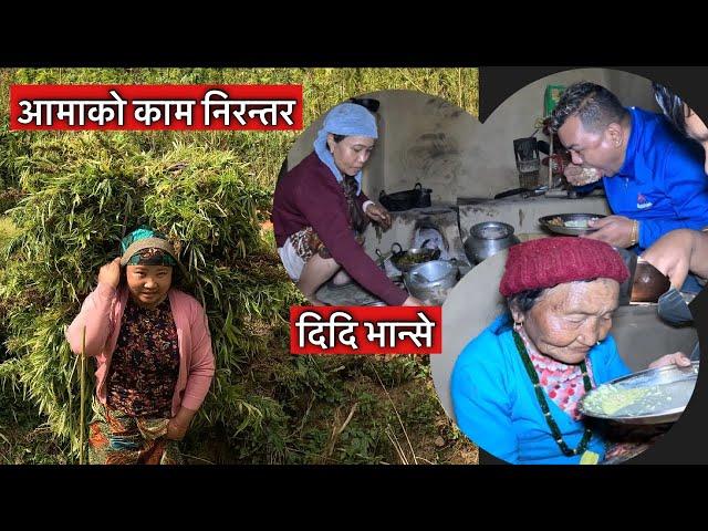 देवी दिदि र मैले आमाको महत्त्वपूर्ण काम गरिम\devi gharti raju dhakal\village life\Susmita gharti\