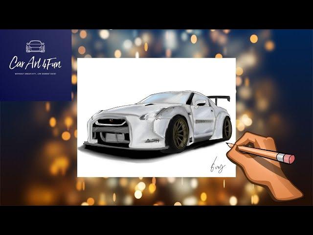 Drawing the Nissan GT-R R35 Liberty Walk| Speed Drawing