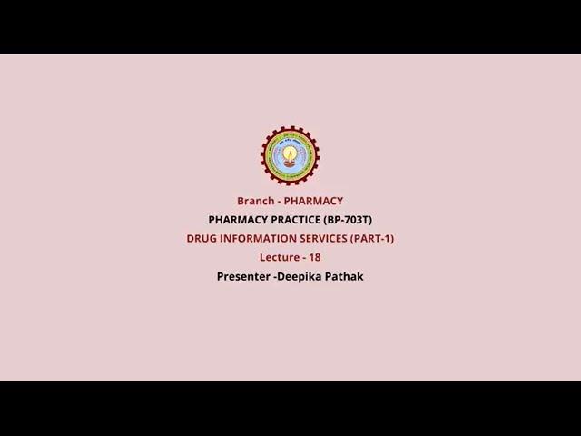 Pharmacy Practice   | Drug Information Services Part-1 | AKTU Digital Education