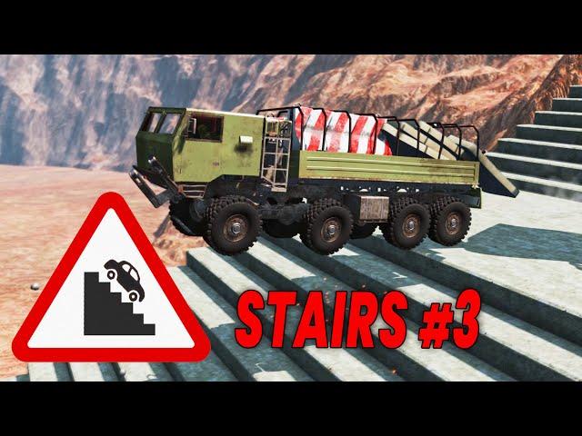 BeamNG Drive - Cars vs Stairs #3 (Hight Speed)