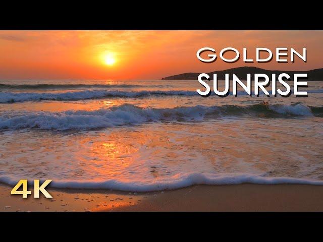 4K Golden Sunrise - Nature Relaxation Video - Relaxing Sea Ocean Waves Sounds - NO MUSIC - UHD 2160p