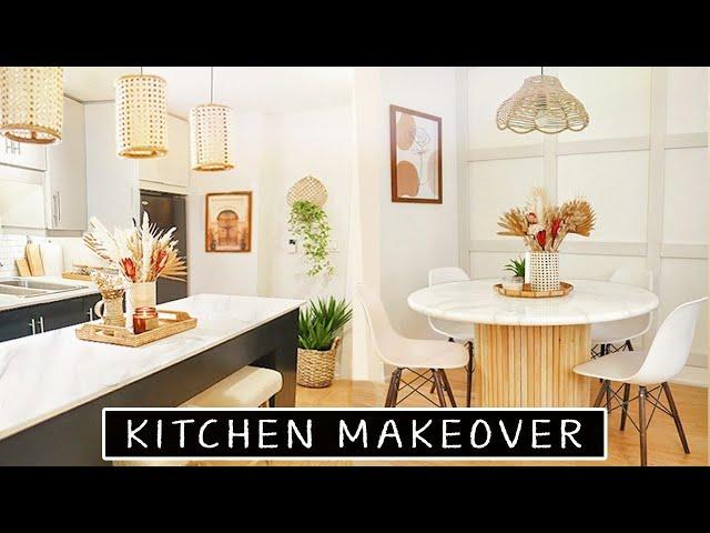 Extreme DIY Kitchen Makeover (Rental Friendly) | diy countertops, diy table, diy lighting & more!