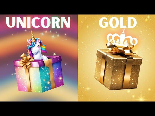 Choose your gift || 2 gift box challenge|| Unicorn & Gold #giftboxchallenge