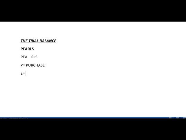 Trial Balance formula PEARLS part 1