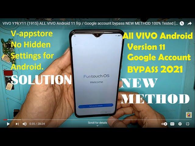 VIVO Y19,Y11 (1915) ALL VIVO Android 11 frp / Google account bypass NEW METHOD 100% Tested [Filipino