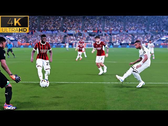 4K | PES 2024 Ultra Realism Mod | Real Madrid vs AC Milan | Pre Season US Tour | PES 2021 Mods