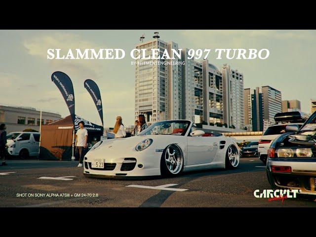 slammed clean Porsche 997 Turbo by Fitment Engineering at Stancenation Japan #carcult