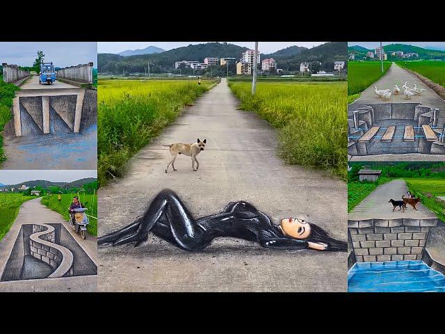 Amazing Painting Skill, Painting 3D on the road Like Real