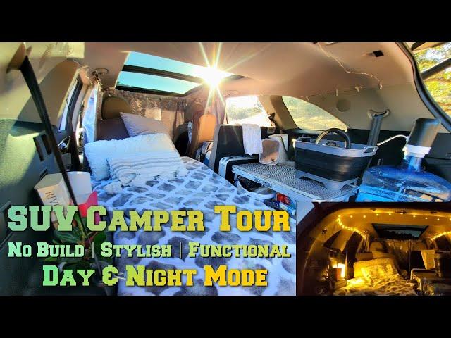 SUV Camper Tour & Setup Demo | Solo Female | No build, stylish, functional, under $500 | Kia Sorento