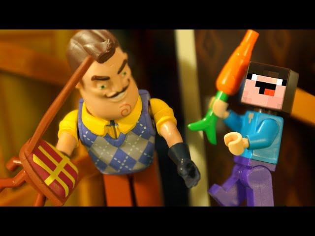 Hello Neighbor McFarlane vs LEGO Minecraft - Stop Motion Animation