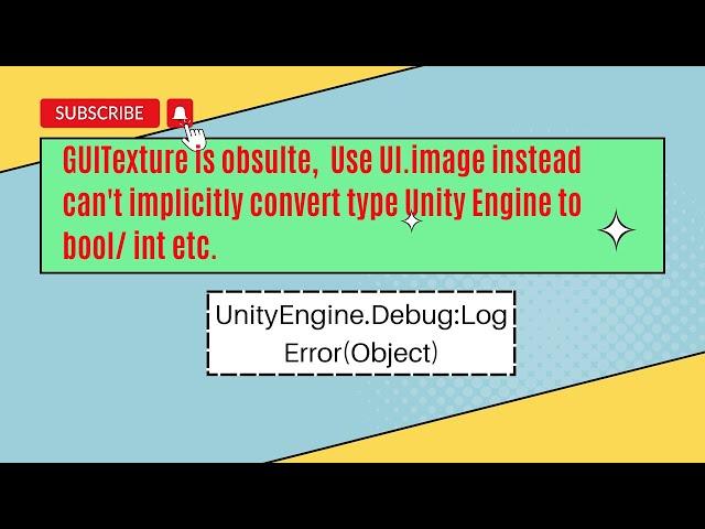 Use UI.Image instead.Cannot implicitlyconvert type UnityEngine.GUITexture to bool